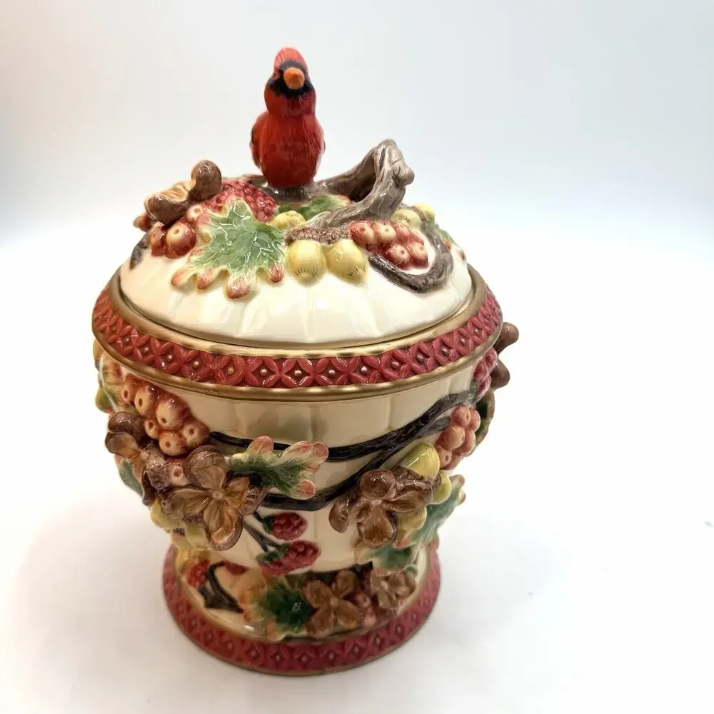Geo Z Lefton 2001 Cardinal Collection Canister Jar & Lid Vintage Christmas